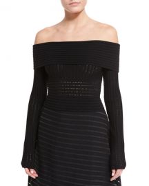 Diane von Furstenberg Long-Sleeve Off-the-Shoulder Knit Top at Neiman Marcus